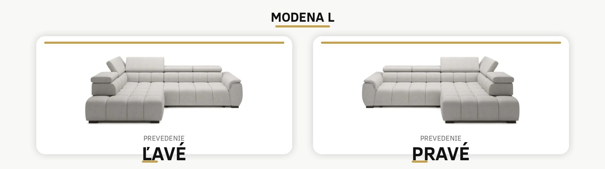 Rohová sedacia súprava MODENA L – ľavé a pravé prevedenie (orientácia rohu)